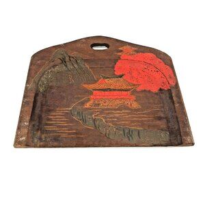 Vintage Wood Crumb Catcher Pan Japanese Asian Carved Sweep 7.5" X 5"